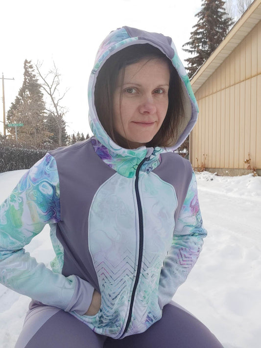 Tseax Sherpa Knit - Fractal Chevron Border Print